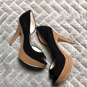 INC suede shoes on heels with open toes, size 9M